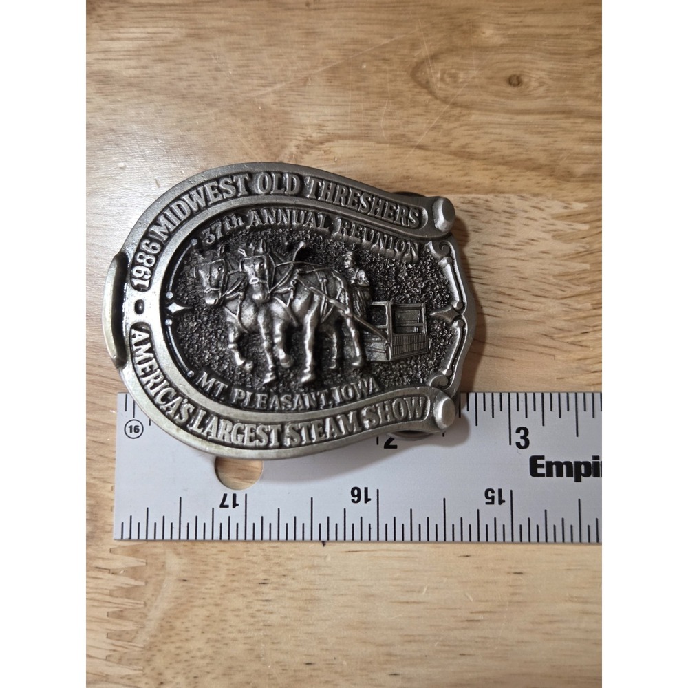 1986 Midwest Old Threshers Reunion Limited Edition Belt Buckle Iowa #321 - Picture 2 of 7